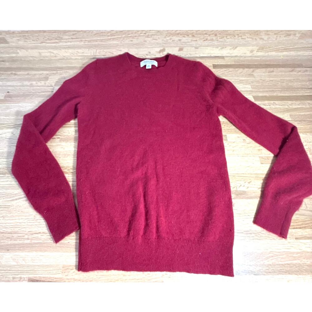 Nordstrom 100% Cashmere Sweater Women's XS Red Burgundy Crewneck